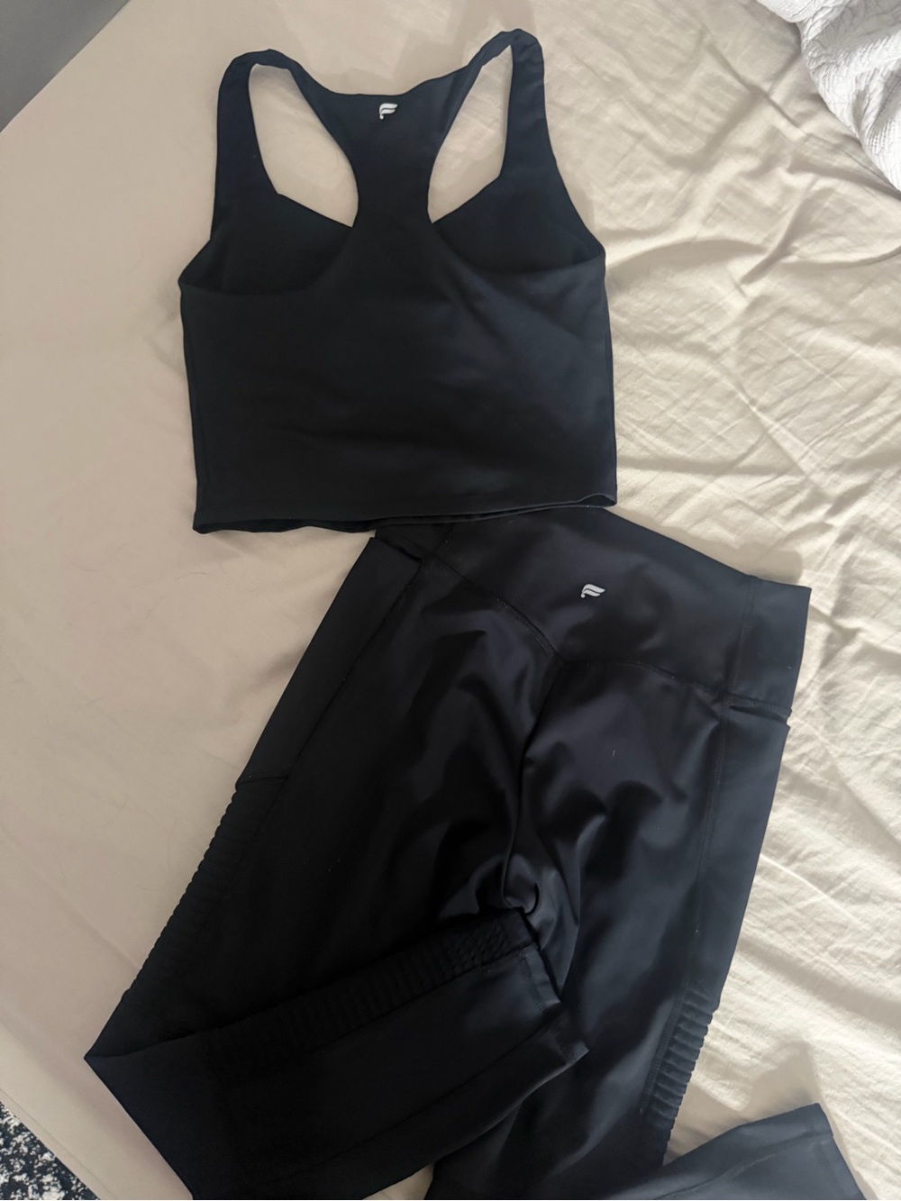 Fabletics Black Crop Tank and Leggings Set